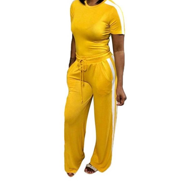 NVXIYYA Pants - Size S Small Yellow 2 Piece Outfit Tracksuit New